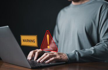 The concept of cybersecurity vulnerability. System warning hacked alert, cyber attack on computer...