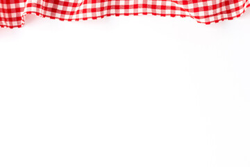Red checkered tablecloth isolated on white background