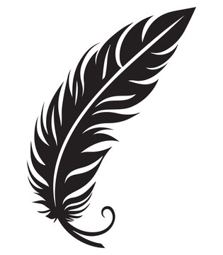 Bird feather vector black and white eps editable print ready
