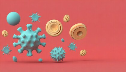 Virus, Antibodies and viral infection under the microscope. The body's immune defense. Antigens 3D illustration
