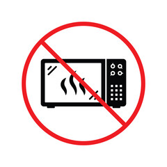 Forbidden Microwave vector icon. Prohibited Warning, caution, attention, restriction label danger.  Do not use Microwave flat sign design. Microwave symbol pictogram UX UI