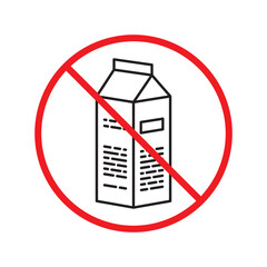 Forbidden milk vector icon. Warning, caution, attention, restriction, label, ban, danger. No milk flat sign design pictogram symbol. No milk icon UX UI