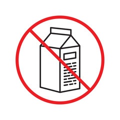 Forbidden milk vector icon. Warning, caution, attention, restriction, label, ban, danger. No milk flat sign design pictogram symbol. No milk icon UX UI