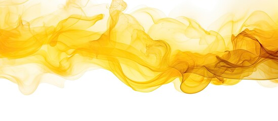 Golden smoke abstract on white backdrop with a golden ink background