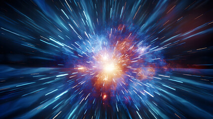 abstract blue star trail in space, computer generated abstract background, 3D rendering.