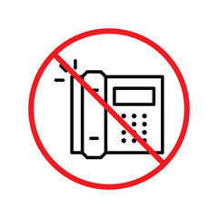 No Office phone icon, Office phone vector flat sign design. Phone symbol pictogram. Forbidden Prohibited Warning, caution, attention, restriction label danger. UX UI