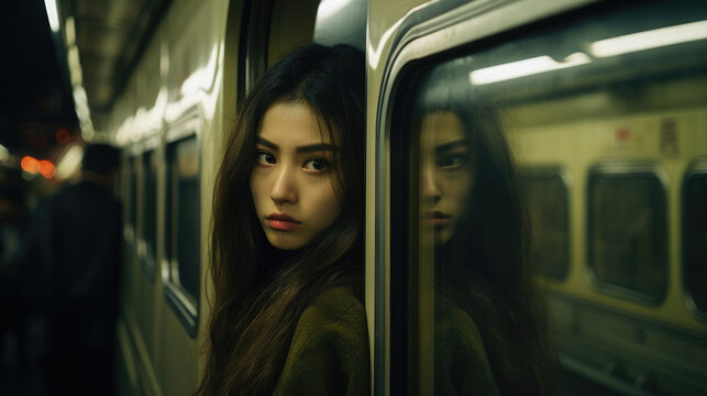 Portrait of a woman in the subway