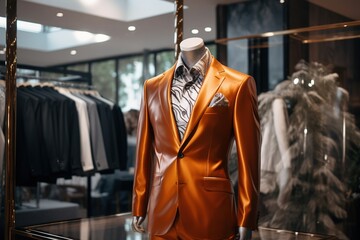 Obraz premium A Classic Suit in tiger color in a Clothing Store.