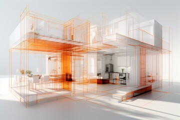 Fototapeta na wymiar A virtual tour of a modern apartment.