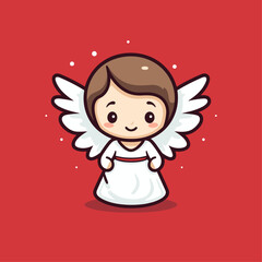 Adorable Christmas Andel on red background, suitable for christmas design, religious products, Christmas sticker, logo, tattoo, other print on demand