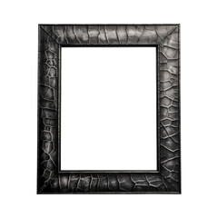Black leather photo frame isolated on white background. 