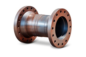 Durable flanged pipe reducer isolated on white background.