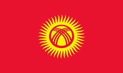 flag of Kyrgyzstan. Kyrgyz Republic official state symbol. Fabric texture