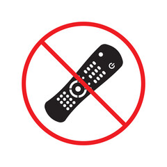 Forbidden Prohibited Warning, caution, attention, restriction label danger. No Remote controller vector icon. Remote control flat sign design. Tv Television remote controller symbol pictogram UX UI