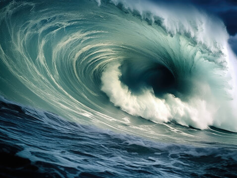 Wave tunnel breaking in the ocean