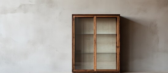 Open glass door mounted display cabinet vertical rustic composition