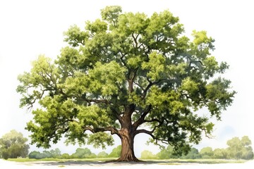 Watercolor painting of oak tree.