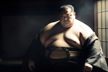 Fototapeta na wymiar Sumo wrestler practicing.