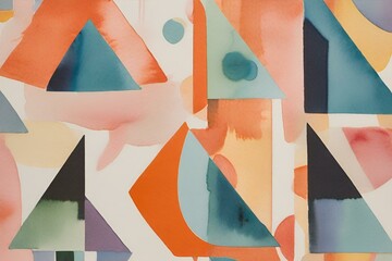 Funky geometric shapes in watercolors wallpaper, Geometric shapes wallpaper, Watercolor Geometric shapes background
