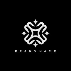 initial M ornament with beauty star vector logo