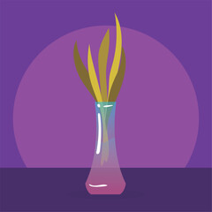 Isolated colored crystal vase with leaves icon Vector