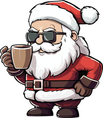 Santa claus a cup of coffee. Christmas vector illustration
