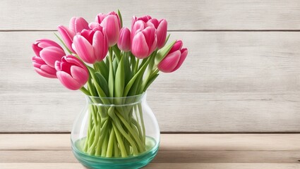 pink tulips in a vase