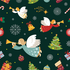Christmas and New Year pattern vector illustration ornament