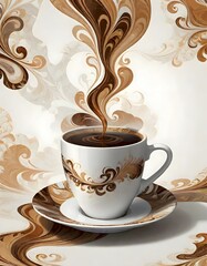 Obraz premium Elegant Marble Coffee Cup, Generative AI