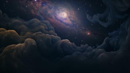 Space background. Nebula. Realistic photo style. Stars in the sky. Galaxy. Wide panorama. Place for...