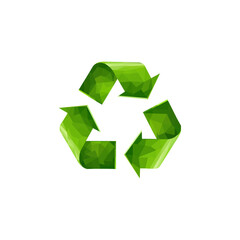 Obraz premium Recycling icon vector green on white background, polygonal vector graphic