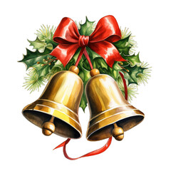 Christmas bells isolated on white or transparent background generative ai 