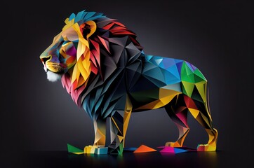 Vibrant Paper Lion with Multicolored Majesty Generative AI