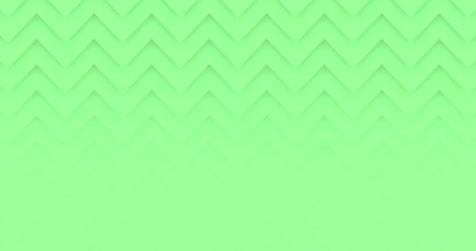 Abstract Animated zigzag pattern moving from up to down and fading with background. Animated white zig zag shapes with shadow over light green color background. Minimalistic flat animation pattern