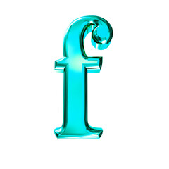 Turquoise symbol with bevel. letter f