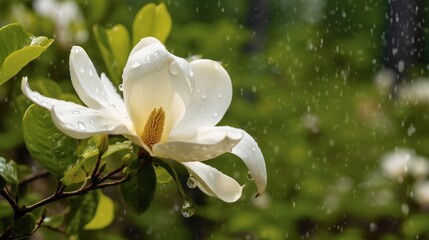 Beautiful Magnolia Flowers. Beautiful blooming magnolia tree. Magnolia tree blooming. Springtime Concept. Valentine's Day Concept with a Copy Space. Mother's Day.