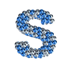 Symbol of blue and silver spheres. letter s