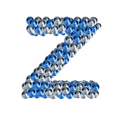 Symbol of blue and silver spheres. letter z