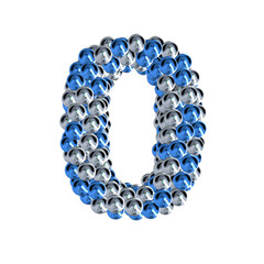 Symbol of blue and silver spheres. number 0