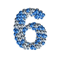 Symbol of blue and silver spheres. number 6