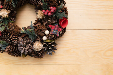 Christmas wreath decorated with colorful balls	