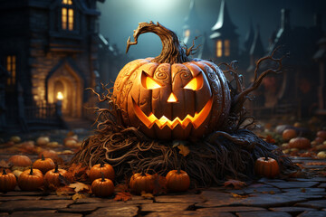 Cute halloween pumpkin, 3d style made with AI