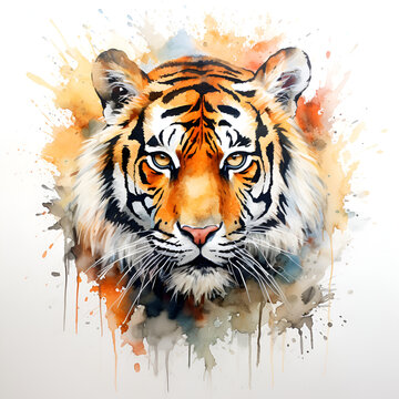 pintura en acuarela de un tigre