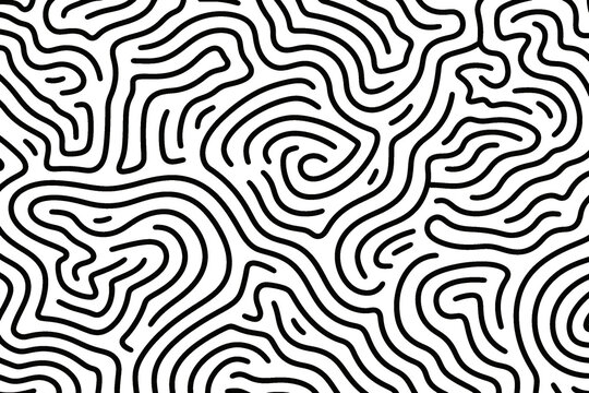 abstract maze pattern with squiggly lines on transparent background