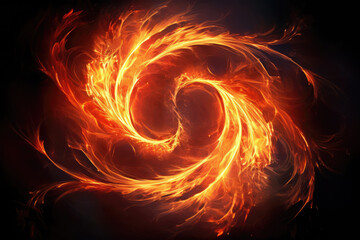 Swirly Fire Effect with Black Background for Compositing 