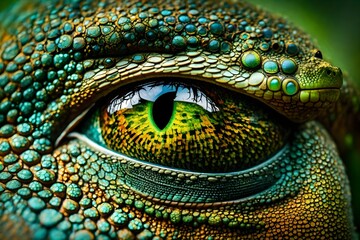 Eye of lizard - obrazy, fototapety, plakaty