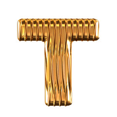Gold symbol with vertical ribs. letter t