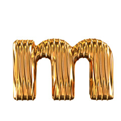 Gold symbol with vertical ribs. letter m
