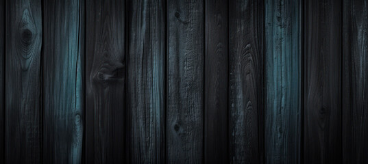 Dark Gray Wooden Planks Texture with Cyan Accents