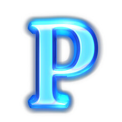 Blue symbol glowing around the edges. letter p - obrazy, fototapety, plakaty